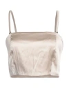 Pomandère Woman Top Beige Size 3 Silk, Elastane