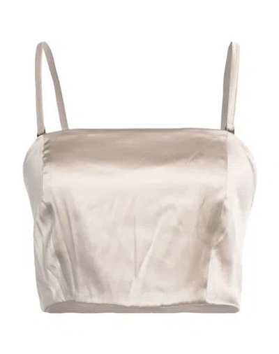 Pomandère Woman Top Beige Size 3 Silk, Elastane