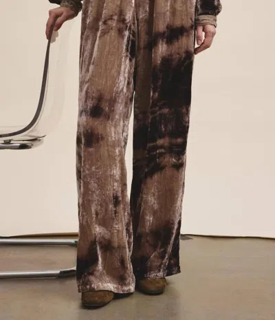 Pomandère Washed Velvet Flowy Pant In Brown
