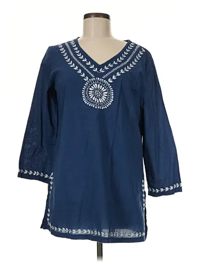Pre-owned Pomegranate 3/4 Sleeve Blouse In Blue