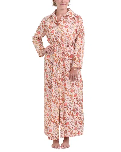 Pomegranate Button Down Maxi Dress In Pink