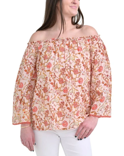 Pomegranate Off The Shoulder Top In Multi