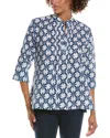 Pomegranate Pintuck Blouse In Blue