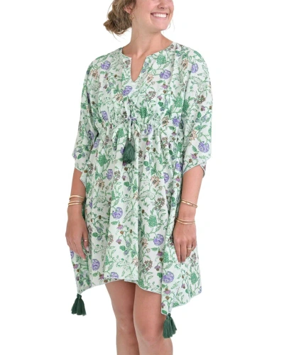 Pomegranate Short Caftan Cover-up In Green