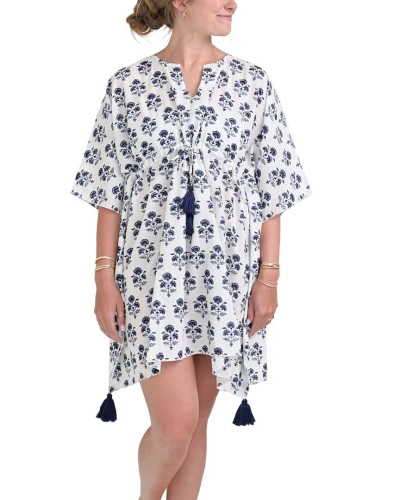 Pomegranate Short Caftan Cover-up In White