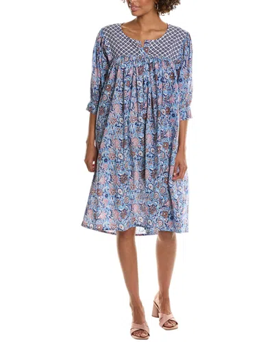 Pomegranate Split Neck Shift Dress In Multi