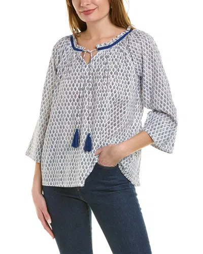 Pomegranate Tie-neck Blouse In Blue