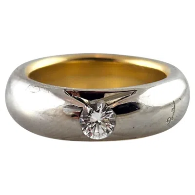 Pre-owned Pomellato 18 Karat White & Yellow Gold Diamond Ring Size 6.5 #19788