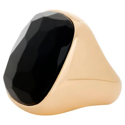 Pre-owned Pomellato 18 Karat Yellow Gold Large Black Jet Cocktail Ring