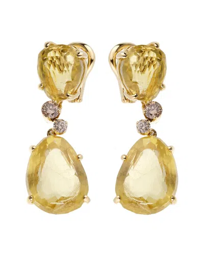 Pomellato 18k 12.46 Ct. Tw. Diamond & Lemon Quartz Drop Earrings (authentic Pre-loved) In Yellow
