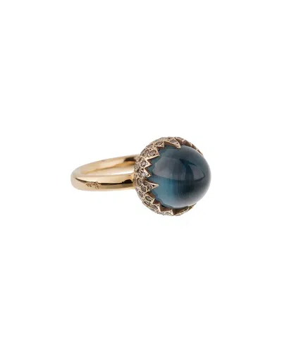 Pomellato 18k 8.25 Ct. Tw. Diamond & Blue Topaz Cocktail Ring (authentic Pre-loved) In Gold