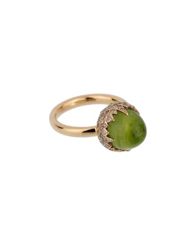 Pomellato 18k 8.81 Ct. Tw. Diamond & Peridot Cocktail Ring (authentic Pre-loved) In Green