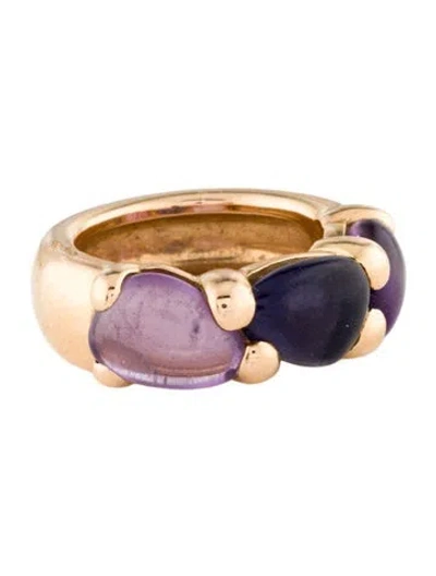 Pre-owned Pomellato 18k Amethyst & Iolite Band Ring In Multi