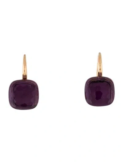 Pre-owned Pomellato 18k Amethyst Classic Nudo Earrings In Multicolor
