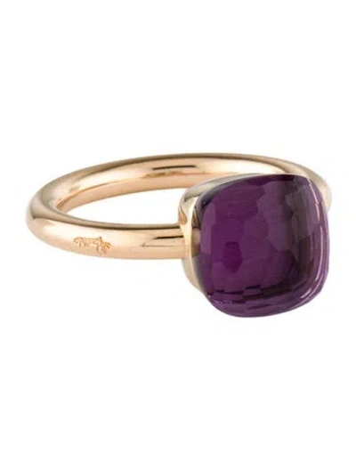 Pre-owned Pomellato 18k Amethyst Nudo Classic Cocktail Ring In Multi