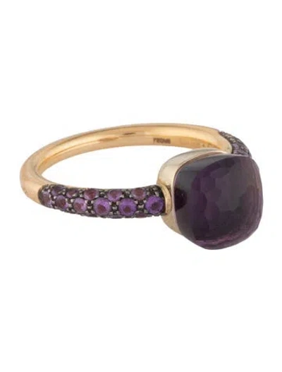 Pre-owned Pomellato 18k Amethyst Nudo Ring In Multi