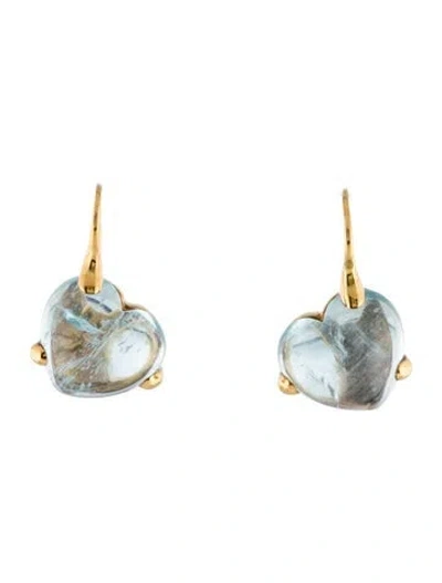 Pre-owned Pomellato 18k Aquamarine Heart Drop Earrings In Multi