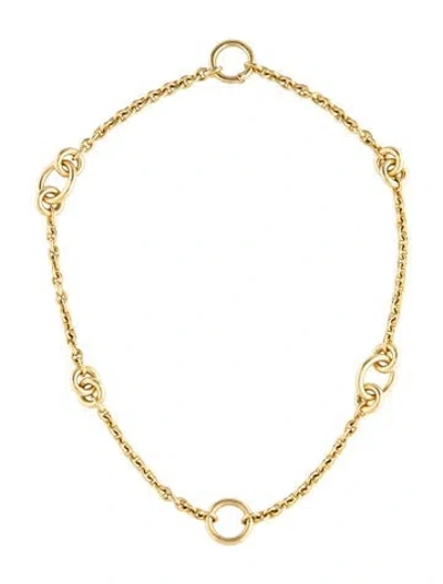 Pre-owned Pomellato 18k Chain Link Choker Necklace, 15" In Multicolor