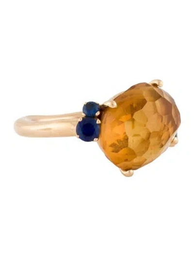 Pre-owned Pomellato 18k Citrine & Sapphire Bahia Cocktail Ring In Multi