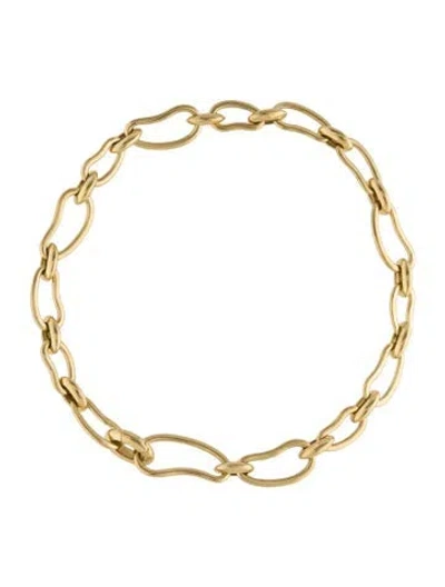 Pre-owned Pomellato 18k Curved Oval Link Chain Necklace, 16" In Multi