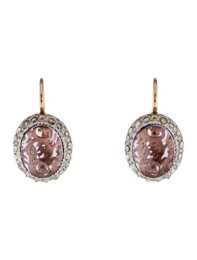 Pre-owned Pomellato 18k Diamond & Amethyst Tango Drop Earrings In Multi