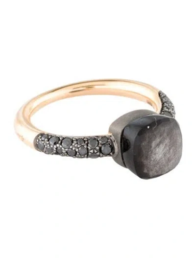 Pre-owned Pomellato 18k Diamond & Obsidian Petit Nudo Ring In Multi
