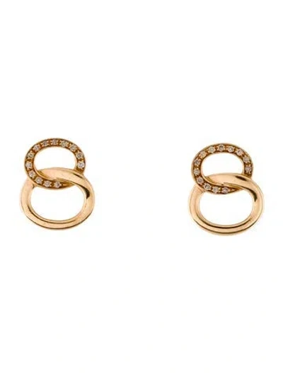 Pre-owned Pomellato 18k Diamond Brera Circle Link Stud Earrings In Multi