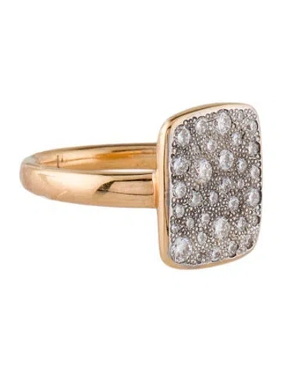 Pre-owned Pomellato 18k Diamond Sabbia Rectangular Cocktail Ring In Multi