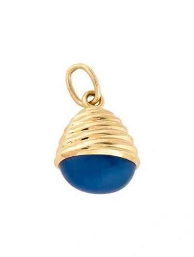 Pre-owned Pomellato 18k Dyed Chalcedony Pendant, 1.5" In Multi