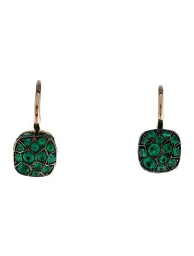 Pre-owned Pomellato 18k Emerald Nudo Earrings In Multi