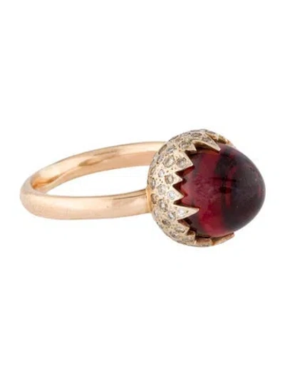 Pre-owned Pomellato 18k Garnet & Diamond Chimera Ring In Multi