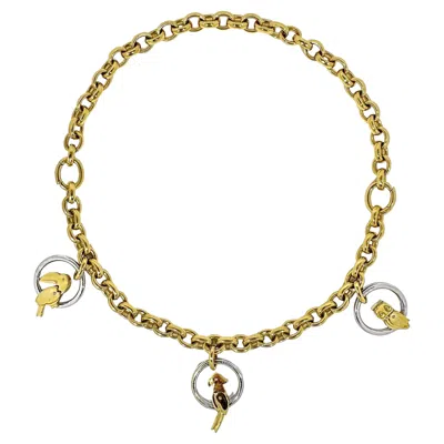 Pre-owned Pomellato 18k Gold 15 Inch Necklace With Aviary Theme Made From 2 Bracelets By  In Multi