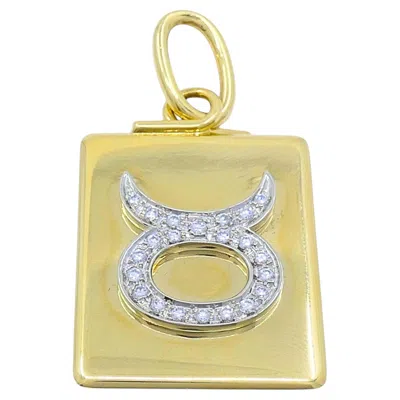 Pre-owned Pomellato 18k Gold Diamond Taurus Zodiac Pendant In Multi