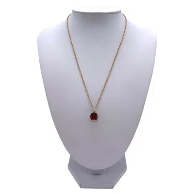 Pre-owned Pomellato 18k Gold Nudo Petit Red Garnet Diamond Pendant Necklace