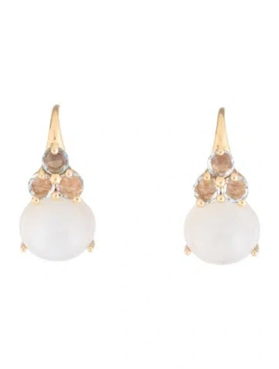 Pre-owned Pomellato 18k Moonstone & Aquamarine Luna Earrings In Multi
