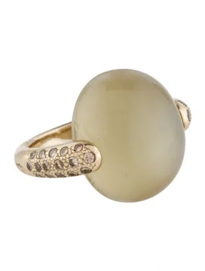 Pre-owned Pomellato 18k Moonstone & Diamond 'luna' Cocktail Ring In Multi