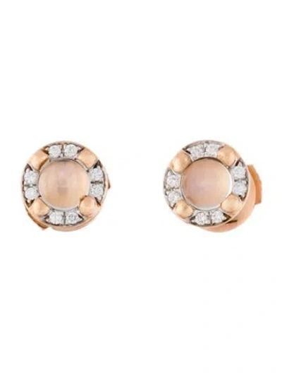 Pre-owned Pomellato 18k Moonstone & Diamond Studs In Multi