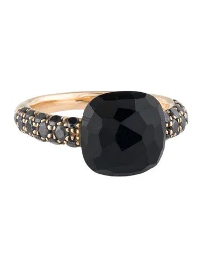 Pre-owned Pomellato 18k Onyx & Black Diamond Capri Ring In Multi