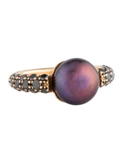 Pre-owned Pomellato 18k Pearl & Diamond Cocktail Ring In Multicolor