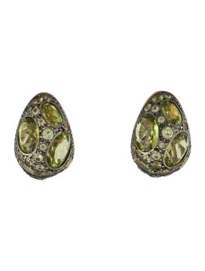 Pre-owned Pomellato 18k Peridot Tabou Earrings In Multi