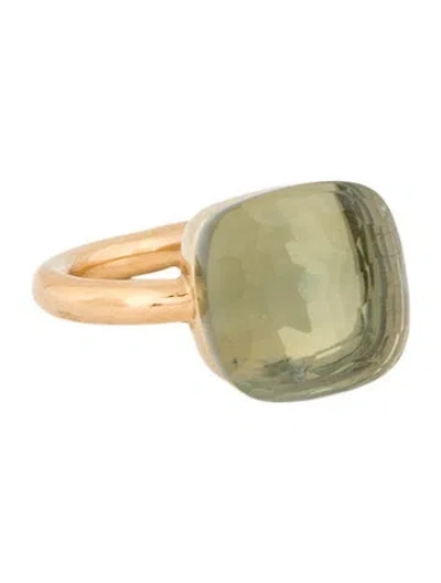 Pre-owned Pomellato 18k Prasiolite Nudo Maxi Ring In Multi