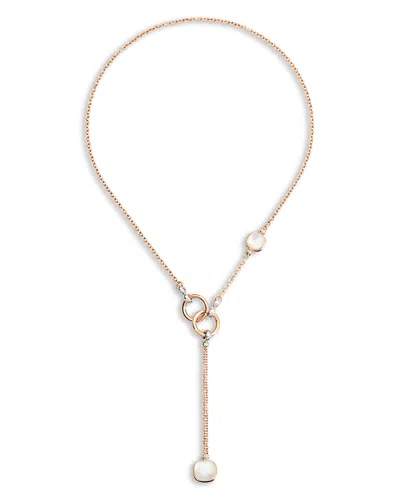 Pomellato 18k Rose & White Gold Diamond, White Topaz & Mother-of-pearl Lariat Necklace, 20