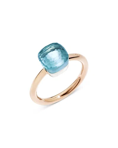 Pomellato 18k Rose & White Gold Nudo London Blue Topaz & Diamond Pave Ring In Multi