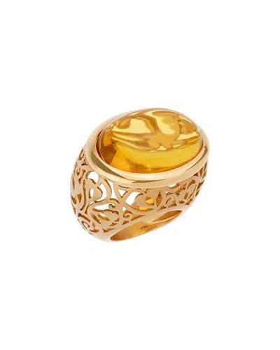 Pre-owned Pomellato 18k Rose Gold 19.94 Ct. Tw. Diamond & Amber Ring (authentic Pre-loved)