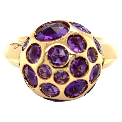 Pre-owned Pomellato 18k Rose Gold Amethyst Harem Cocktail Ring Size 6.5 In Red