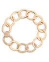 Pomellato 18k Rose Gold Brera Brown Diamond Chain Link Bracelet In Brown/rose Gold