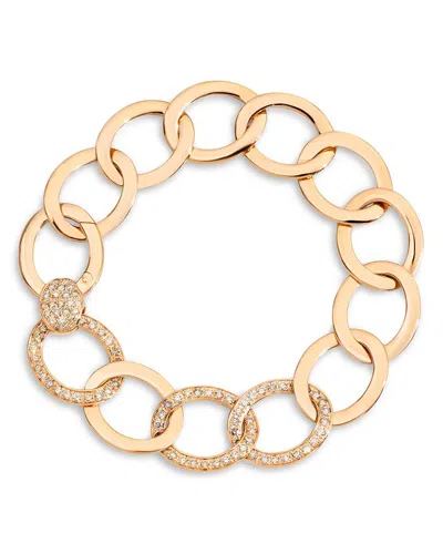Pomellato 18k Rose Gold Brera Brown Diamond Chain Link Bracelet In Brown/rose Gold