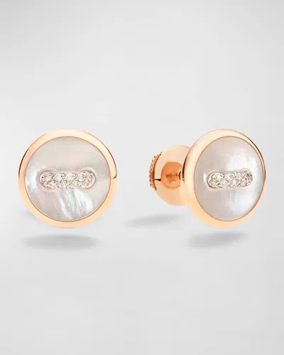 Pomellato Women's Pom Pom Dot 18k Rose Gold, Mother-of-pearl & 0.07 Tcw Diamond Button Stud Earrings