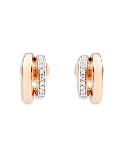 Pomellato 18k Rose Gold Iconica Diamond Double Huggie Earrings
