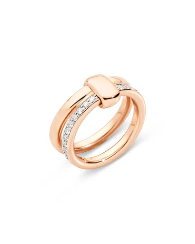 Pomellato 18k Rose Gold Iconica Diamond Double Row Ring, 0.40 Tcw